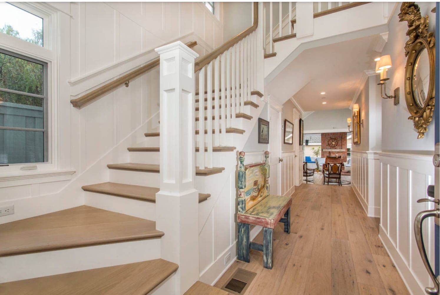Traditional hardwood staircase